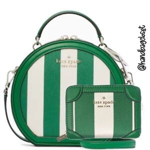 Kate Spade Traveler Canteen Crossbody Bag Green Even Stripe Jacquard K6119 KS141